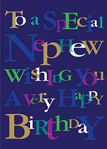 Nephew Birthday Card - Bright Colourful Word Art