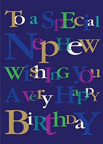 Nephew Birthday Card - Bright Colourful Word Art