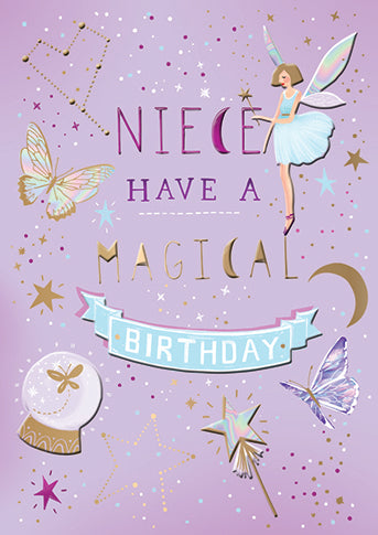 Niece Birthday Card - Fairy Wishes