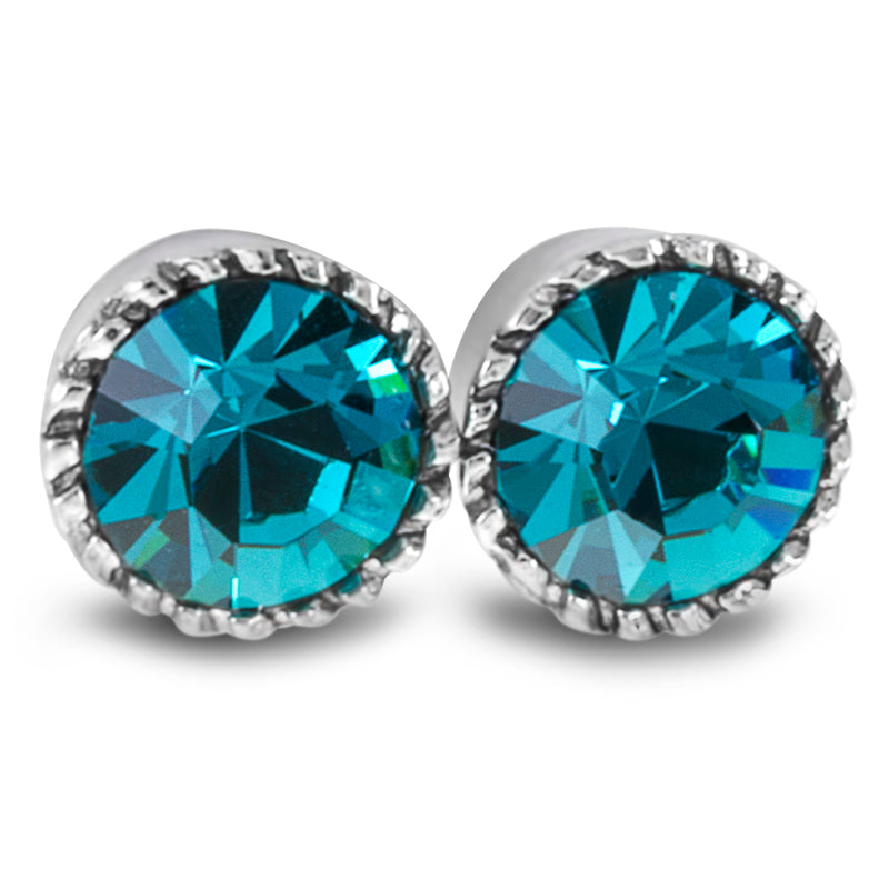Blue Zircon Stud Earrings Created with Swarovski Elements 