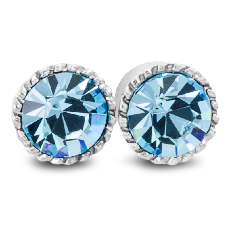 Aquamarine Stud Earrings Created with Swarovski Elements