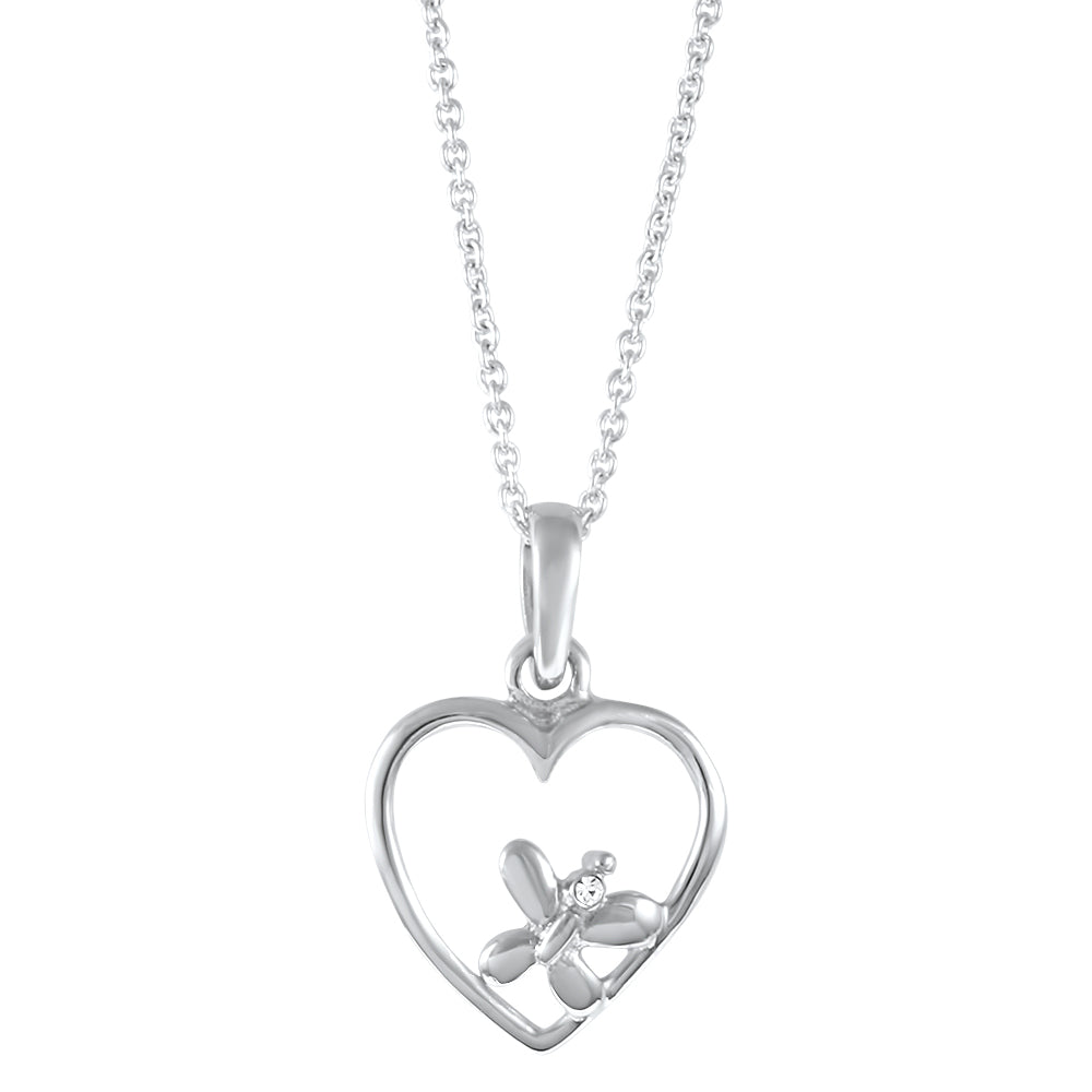 Heart with Butterfly Pendant and Chain Created with Swarovski Elements 