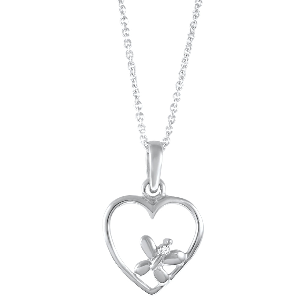 Heart with Butterfly Pendant and Chain Created with Swarovski Elements
