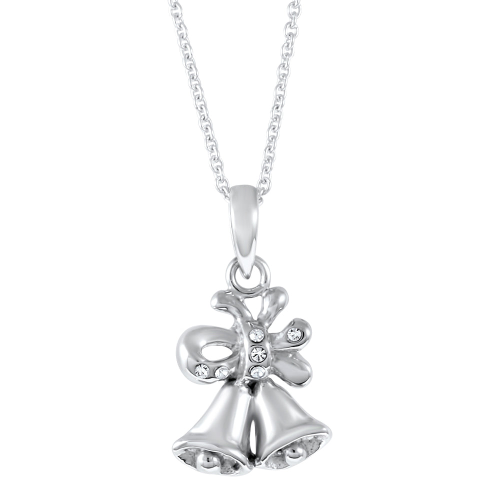 Small Wedding Bell Pendant and Chain Created with Swarovski Elements