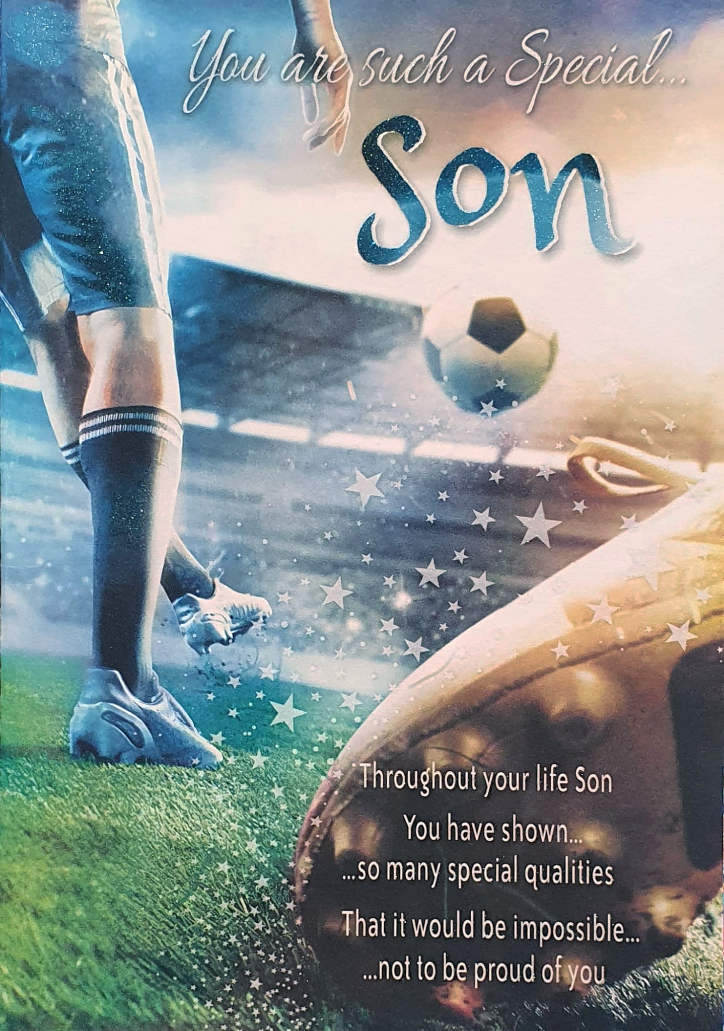 Son Inspirational Words Card - The Football Kick