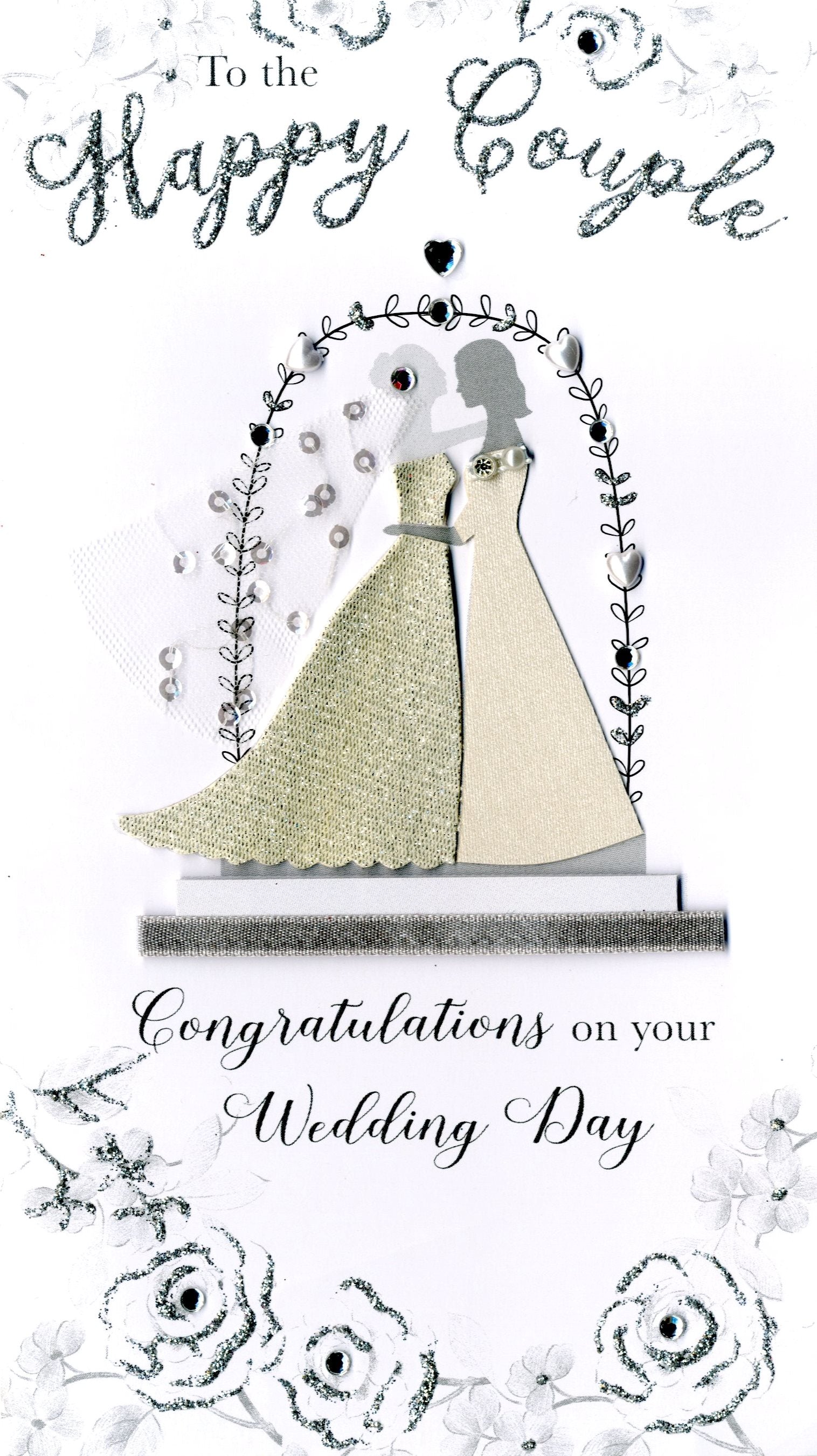 Mrs & Mrs Wedding Card - Silhouettes in Dresses