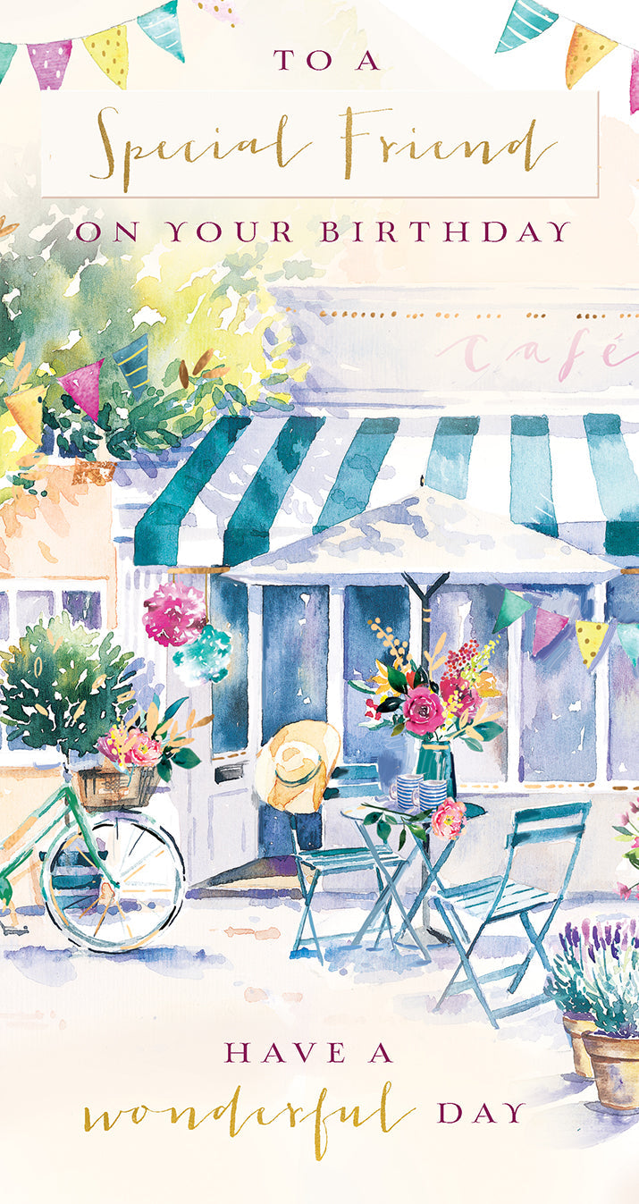 Friend Birthday Card - Flowers Of Friendship And Coffee