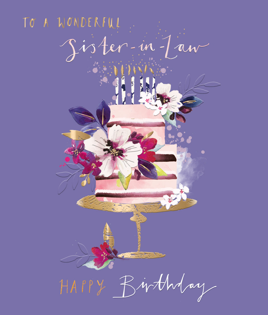 Sister-in-Law Birthday Card - Posh Floral Cake
