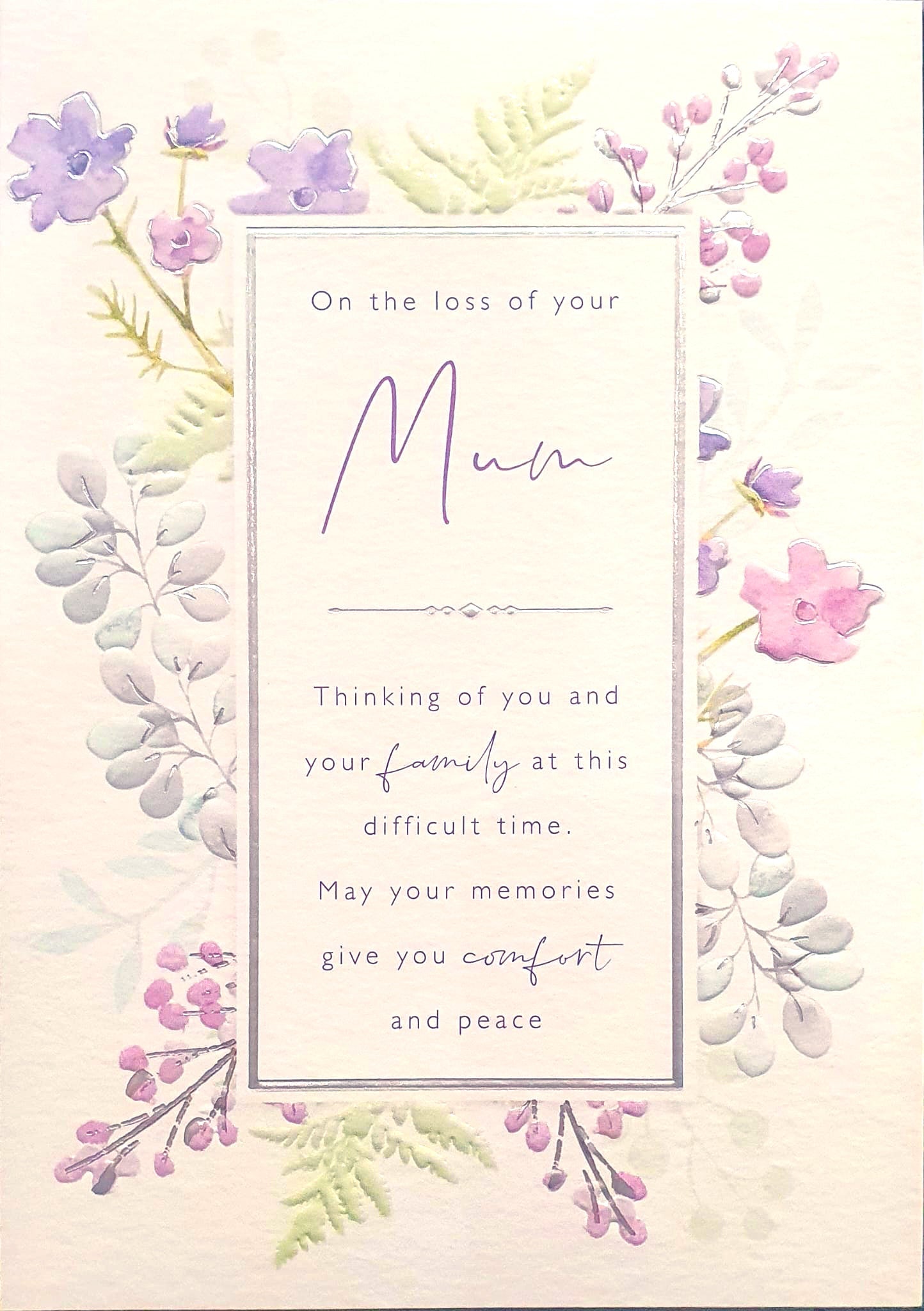 Mum Sympathy Card - Purple Viola
