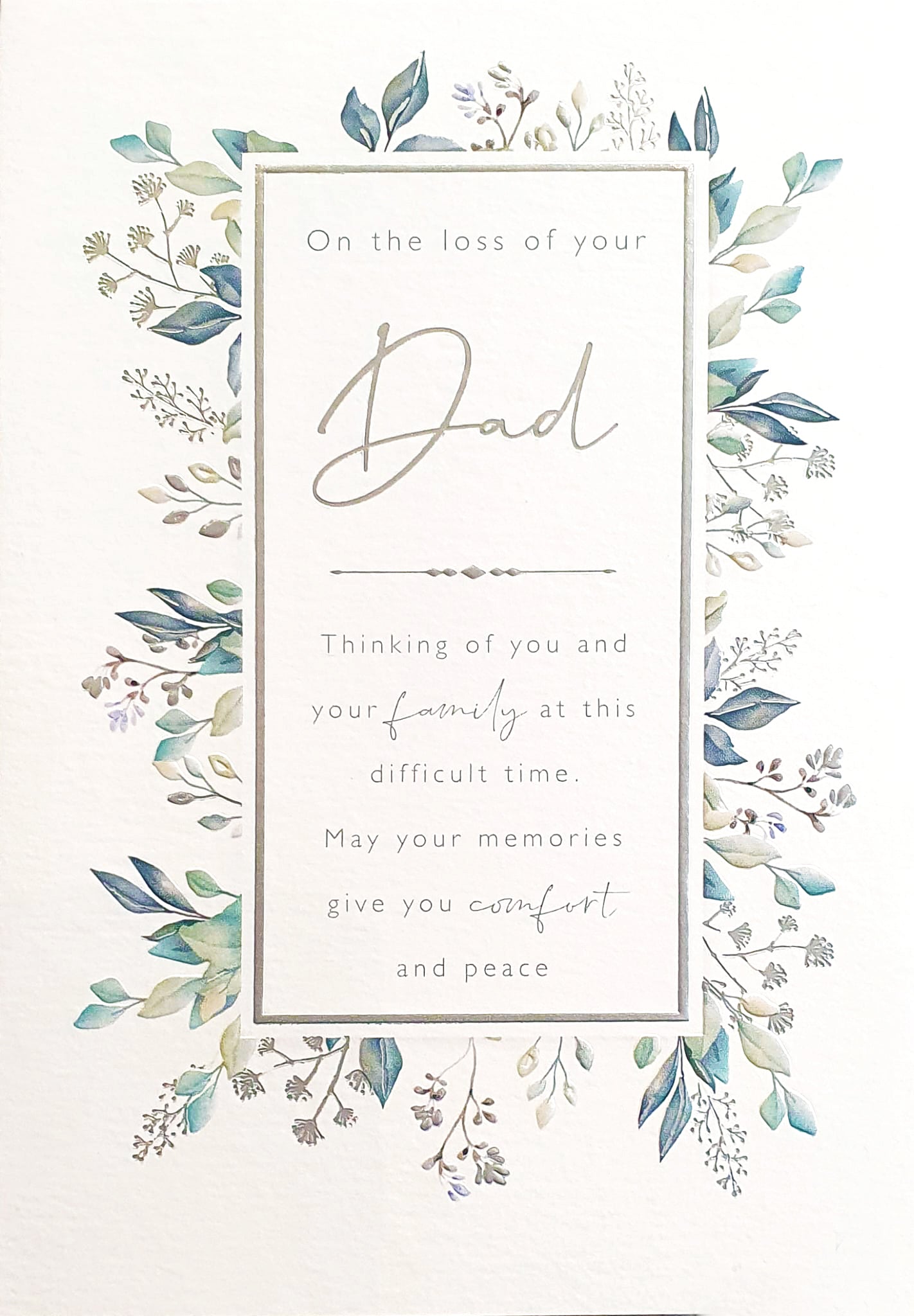 Dad Sympathy Card - Silver Foliage