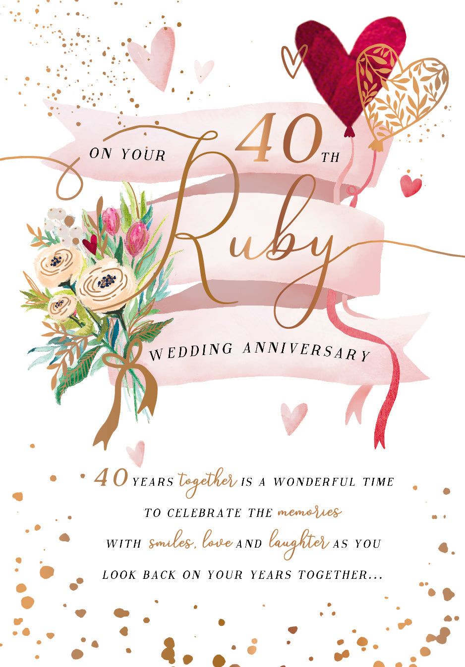 40th Wedding Anniversary Card - Ruby Anniversary Banner