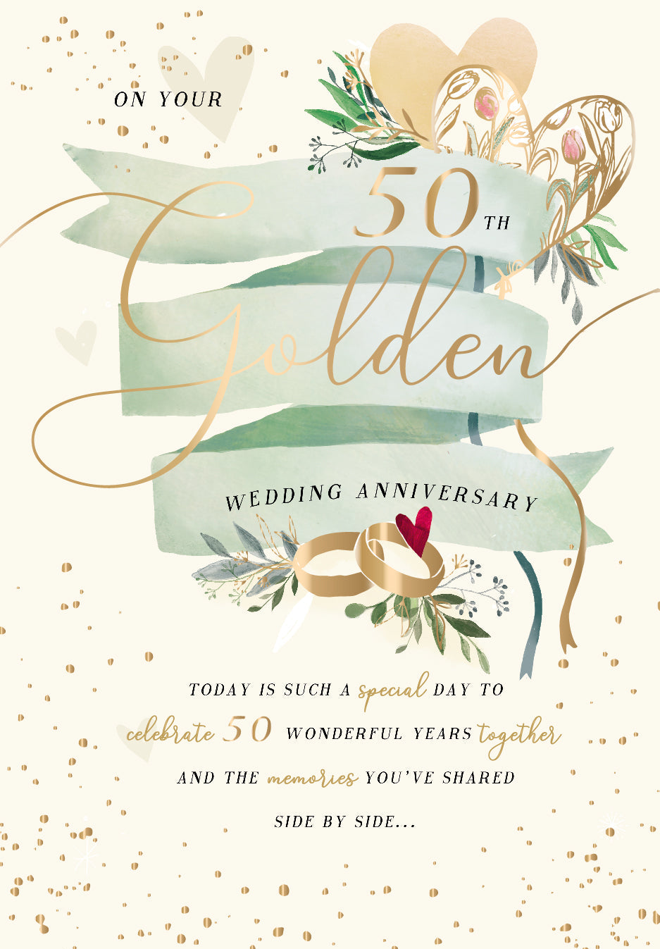 50th Wedding Anniversary Card - Rings Of Joyous Times Together