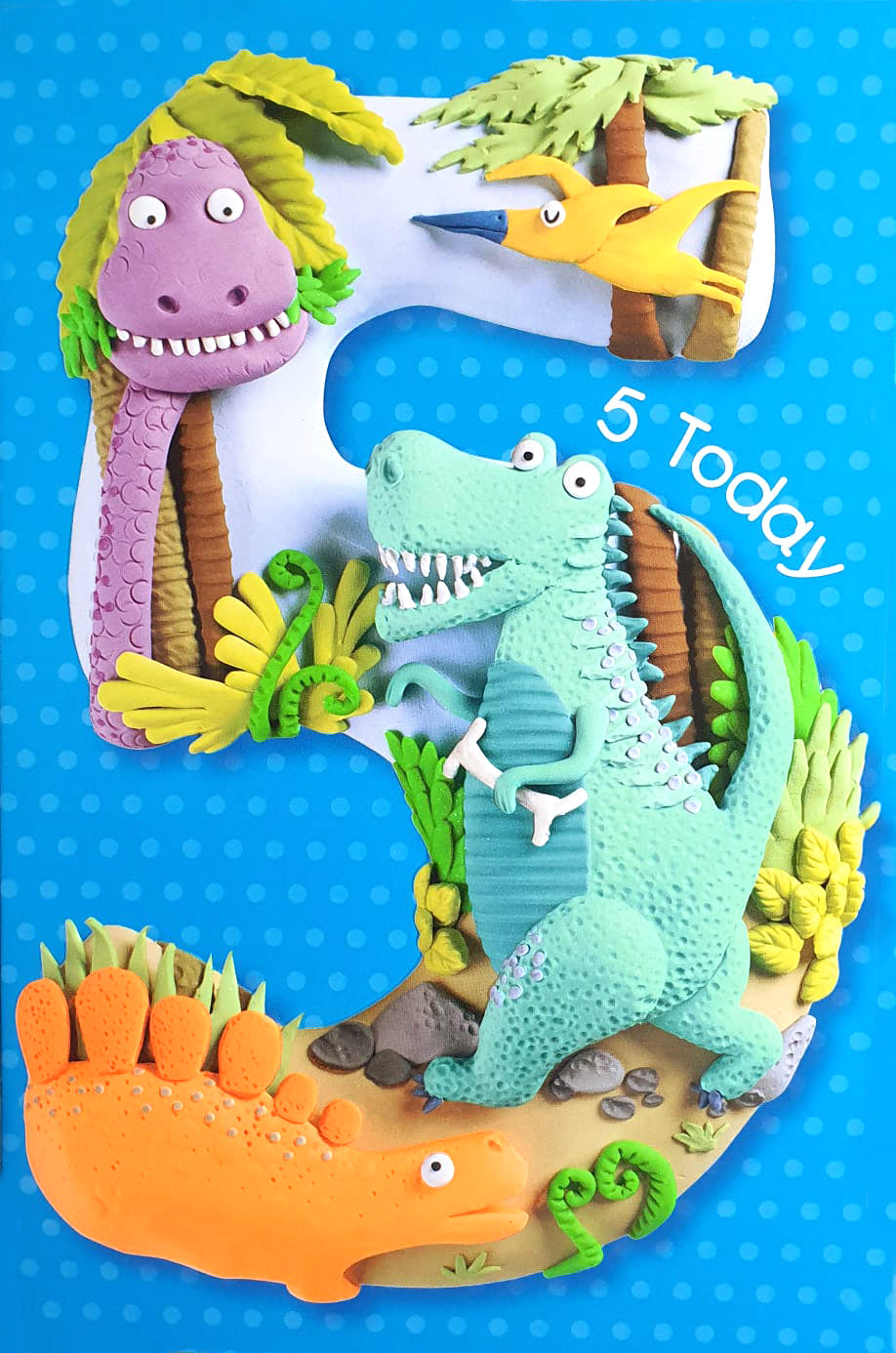 5th Birthday Card - Scarey Dinosaurs