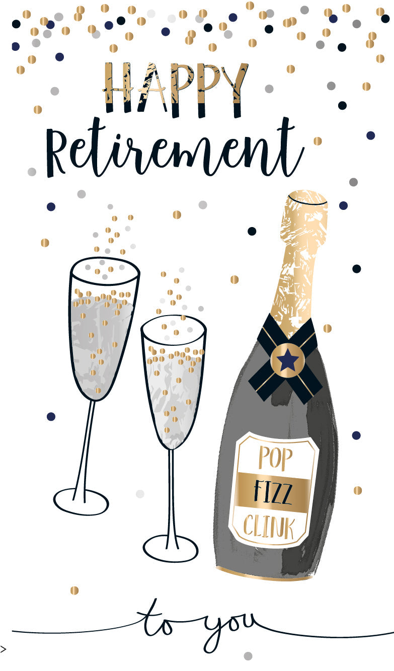Retirement Card - Champagne Bubbles
