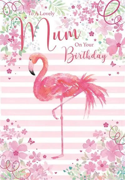 Mum Birthday Card - Pretty Pink Flamingo 
