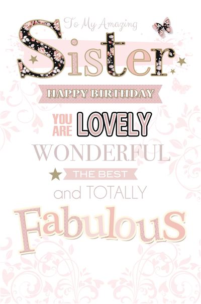 Sister Birthday Card - Loving Word Art 