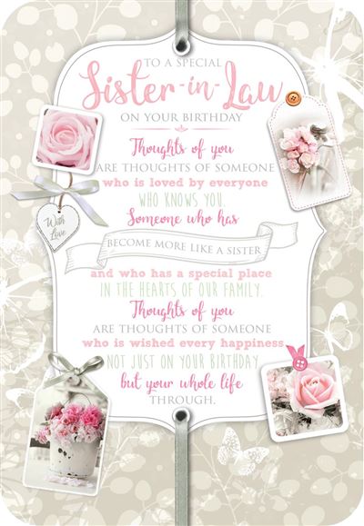 Sister-in-Law Birthday Card - Pink Roses Of Affection
