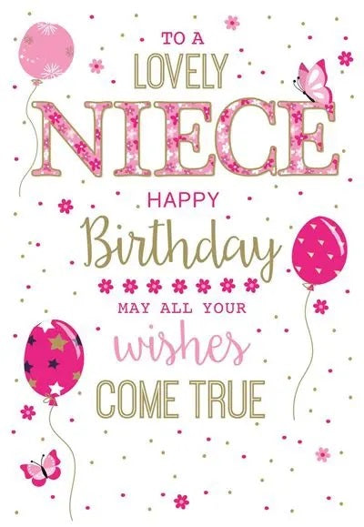 Niece Birthday Card - Polka Dots And Pretty Balloons 