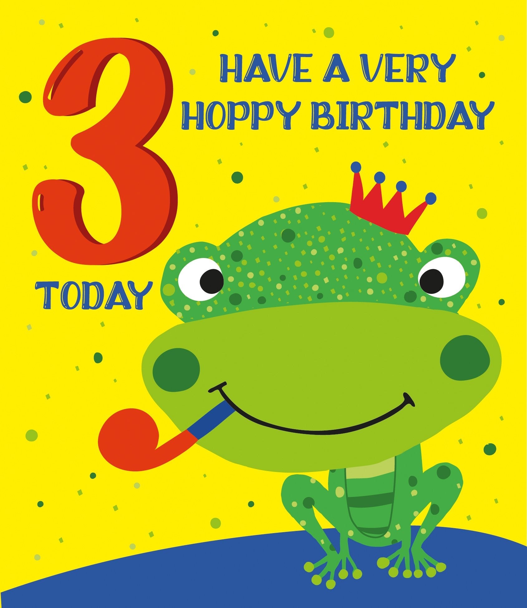3rd Birthday Card - Partying Frog 