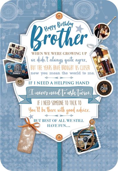 Brother Birthday Card - Vintage Cars And Beer