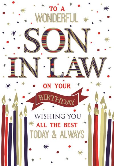 Son in Law Birthday Card - Sparkling Candles