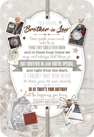 Brother in Law Birthday Card - Cars, Watches and Work