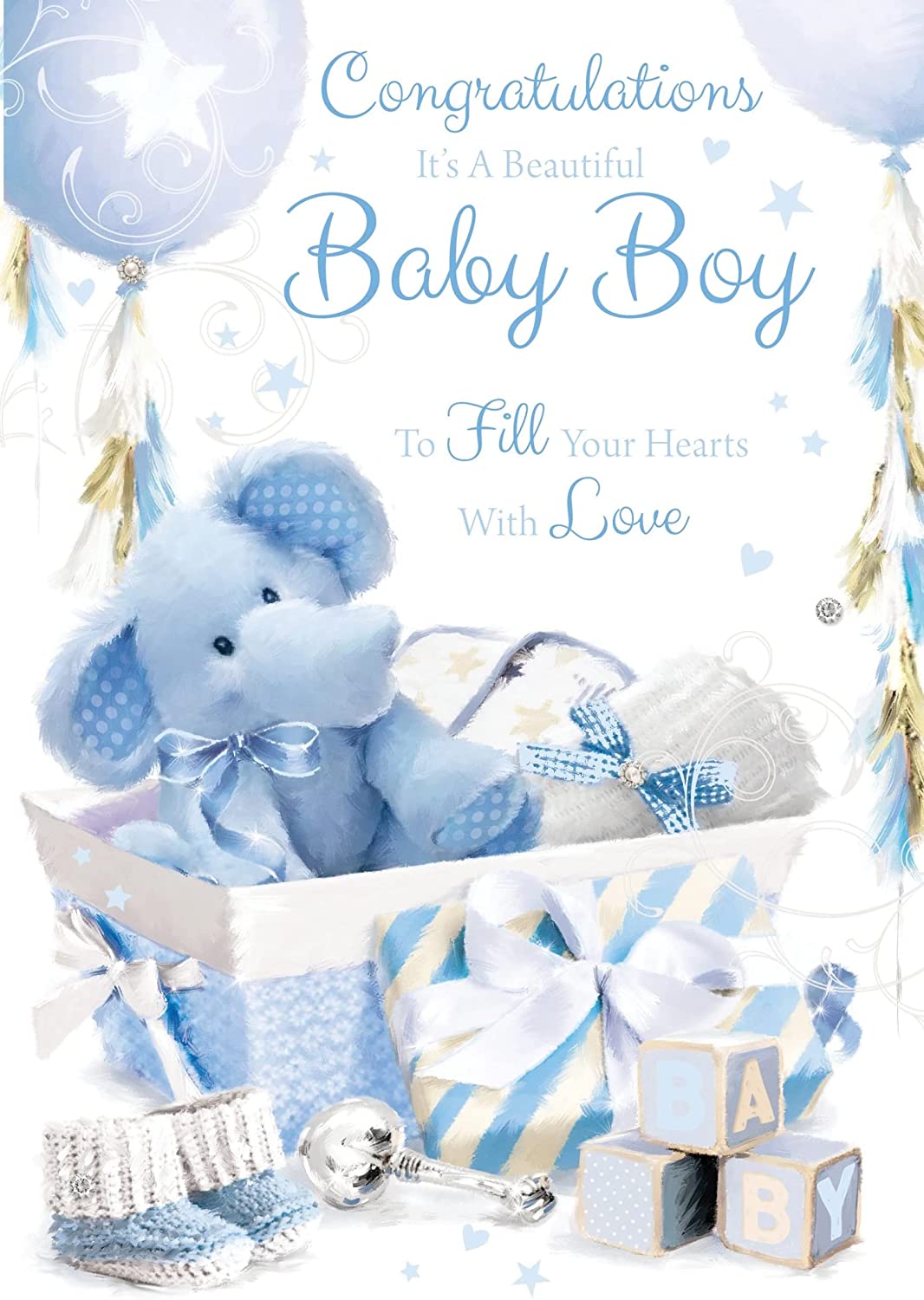 New Baby Boy Card - Joyous Baby Gifts And Balloons