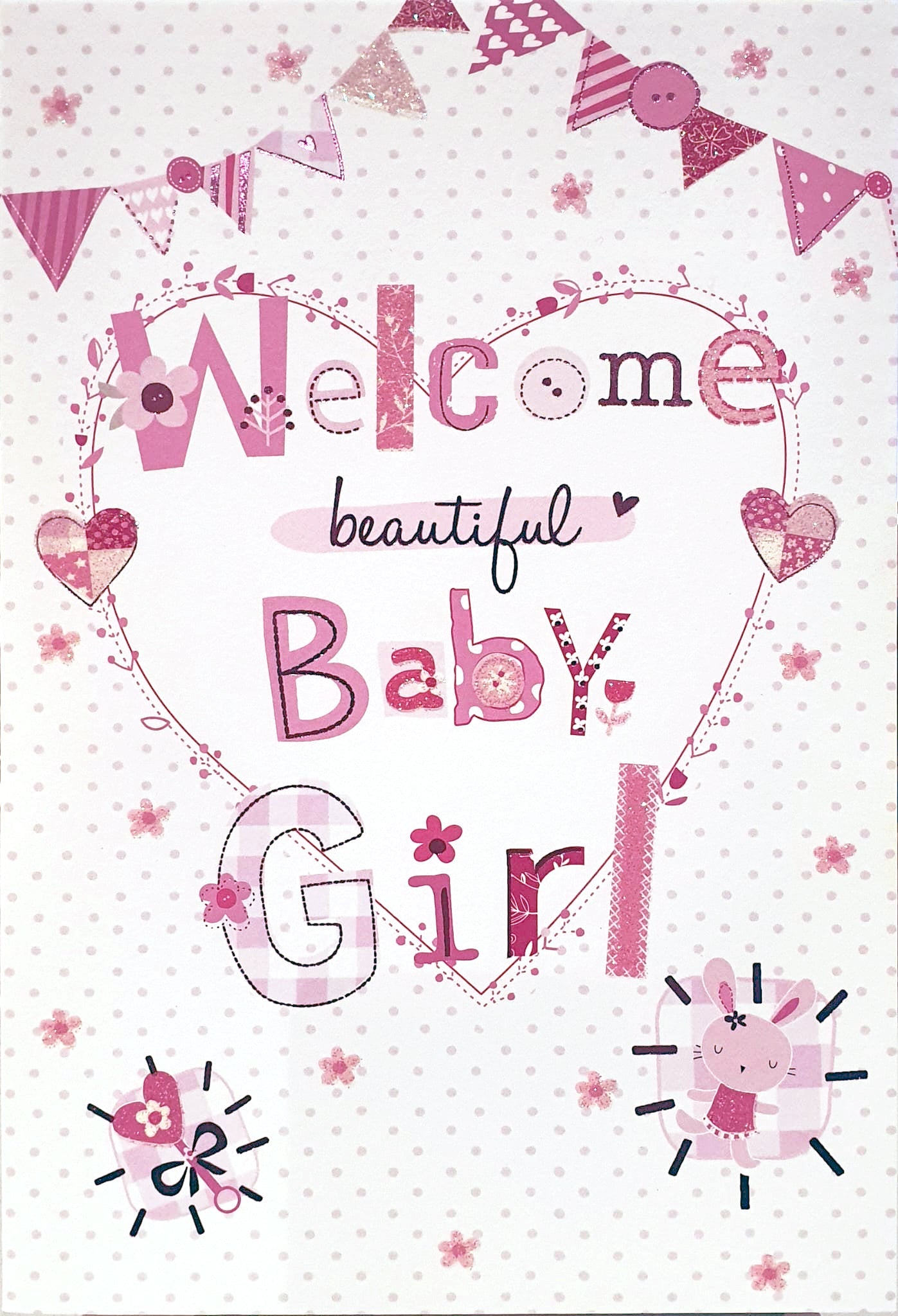 New Baby Girl Card - A Collage Of Baby Happiness
