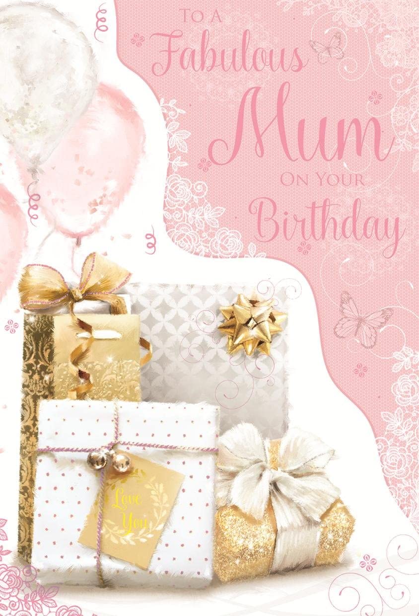 Mum Birthday Card - Golden Treats And Balloons