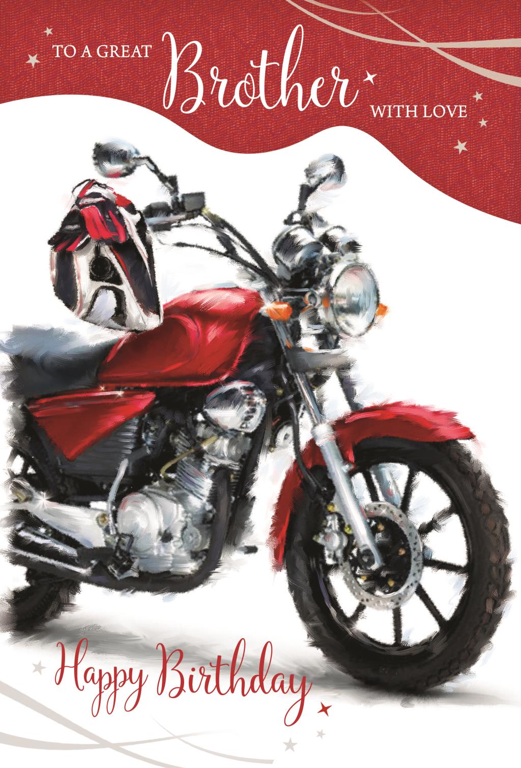 Brother Birthday Card - A Classic Red Motorbike