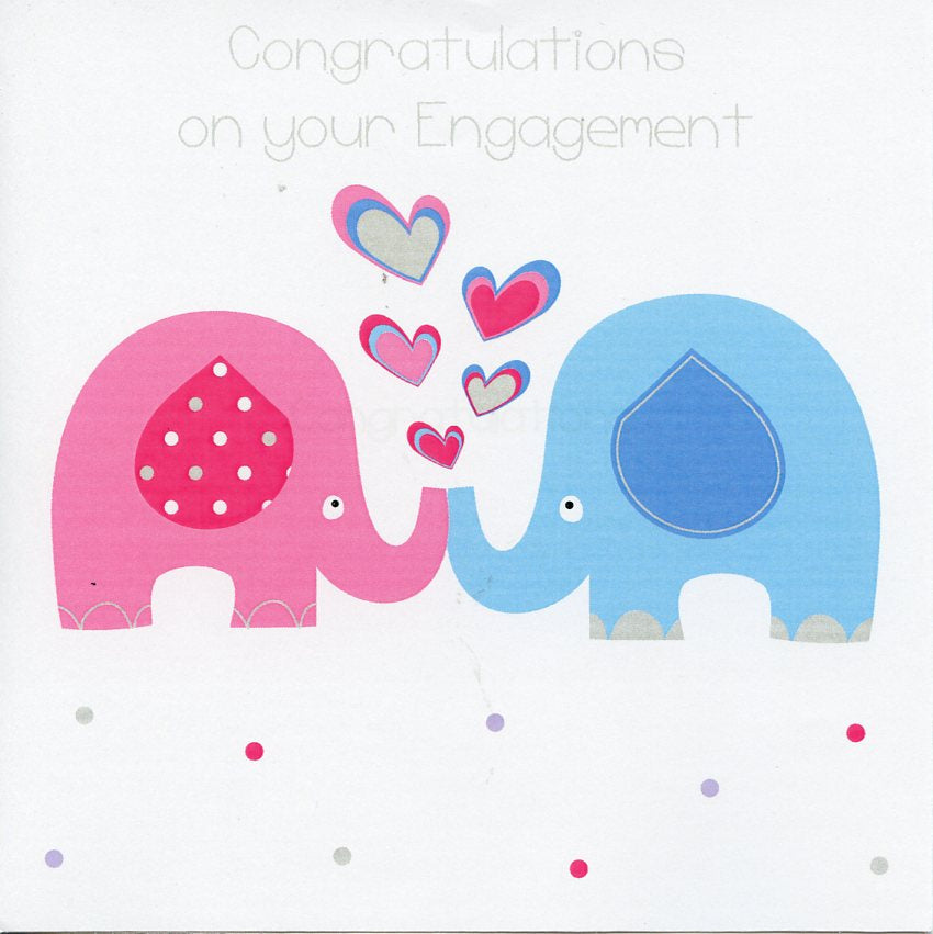 Engagement Card - Elephants In Love