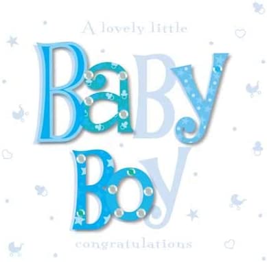 Handmade New Baby Boy Card - Baby Boy Embossed