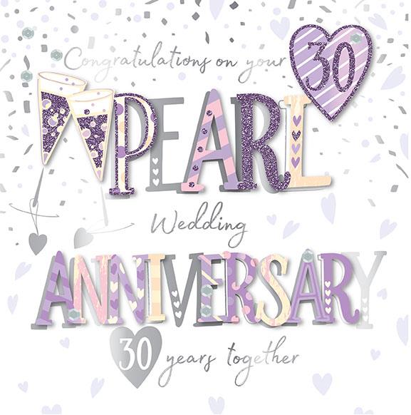 30th Wedding Anniversary Card - Elegant Handmade Decoupage