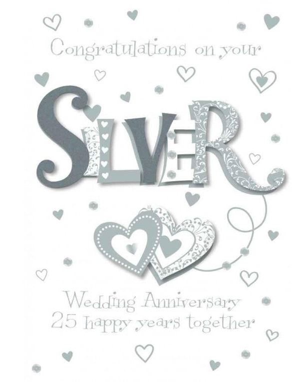 25th Wedding Anniversary Card - Intertwined With Love And Happiness