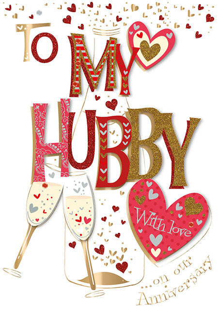 Husband Anniversary Card - A Toast - Handmade Decoupage
