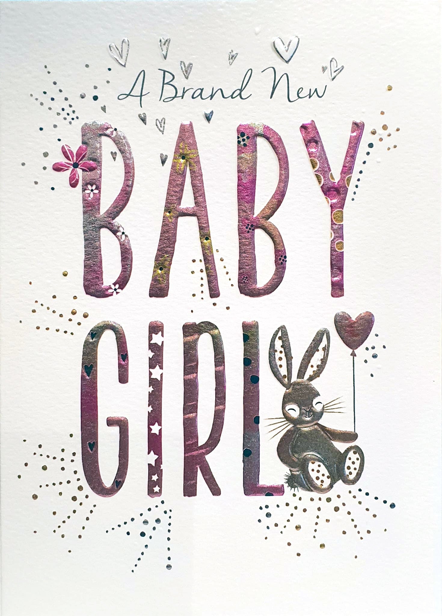 New Baby Girl Card - Flamboyantly Embossed