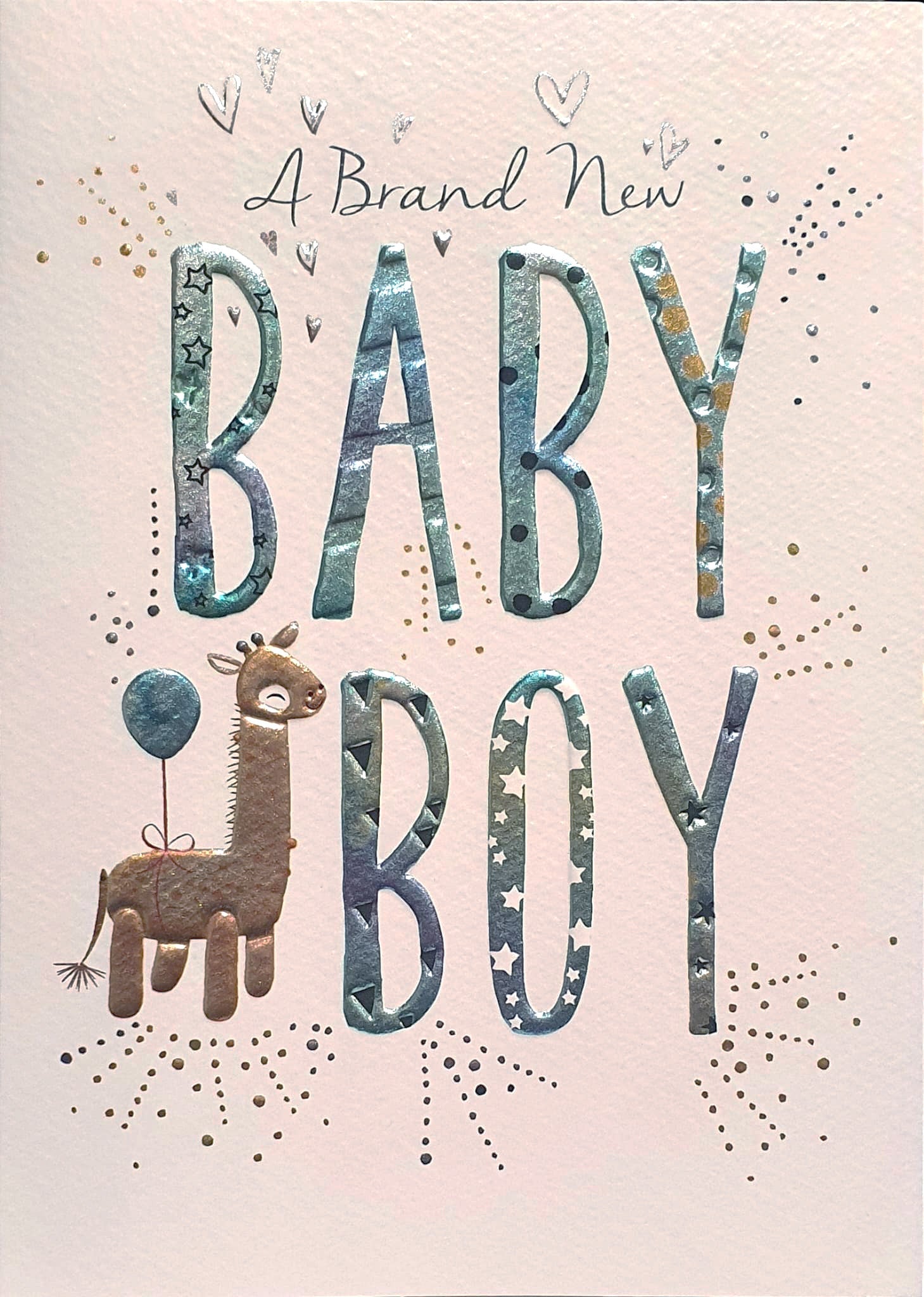 New Baby Boy Card - Flamboyantly Embossed