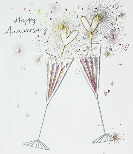 Anniversary Card - Champagne And Sparklers