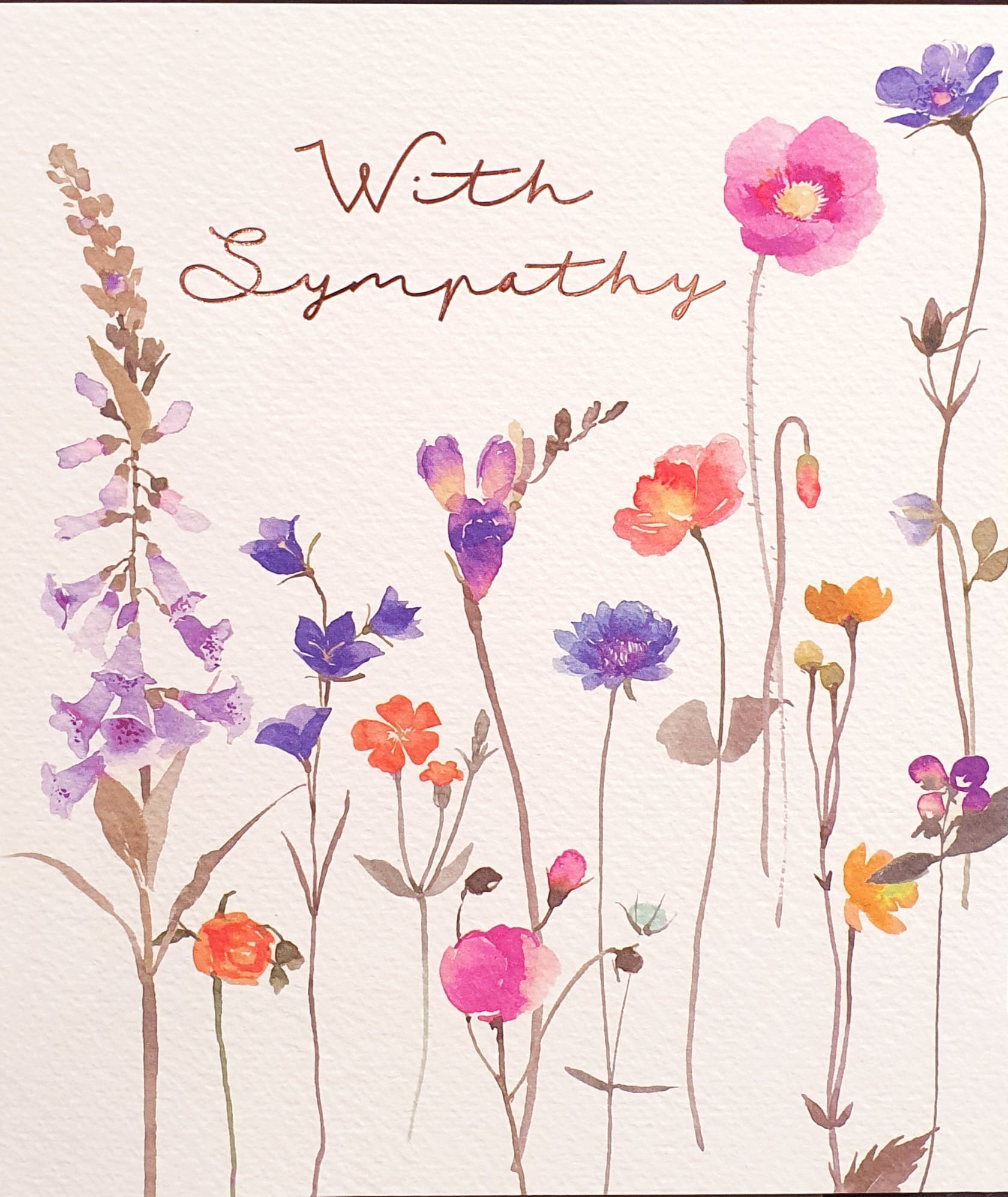 Sympathy Card - Irises Poppies And Angel Trumpets