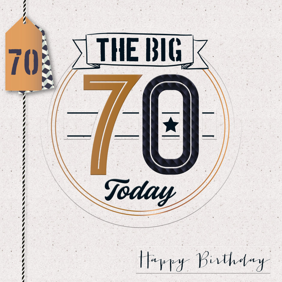 Hand-Finished 70th Birthday Card - Retro Word Art