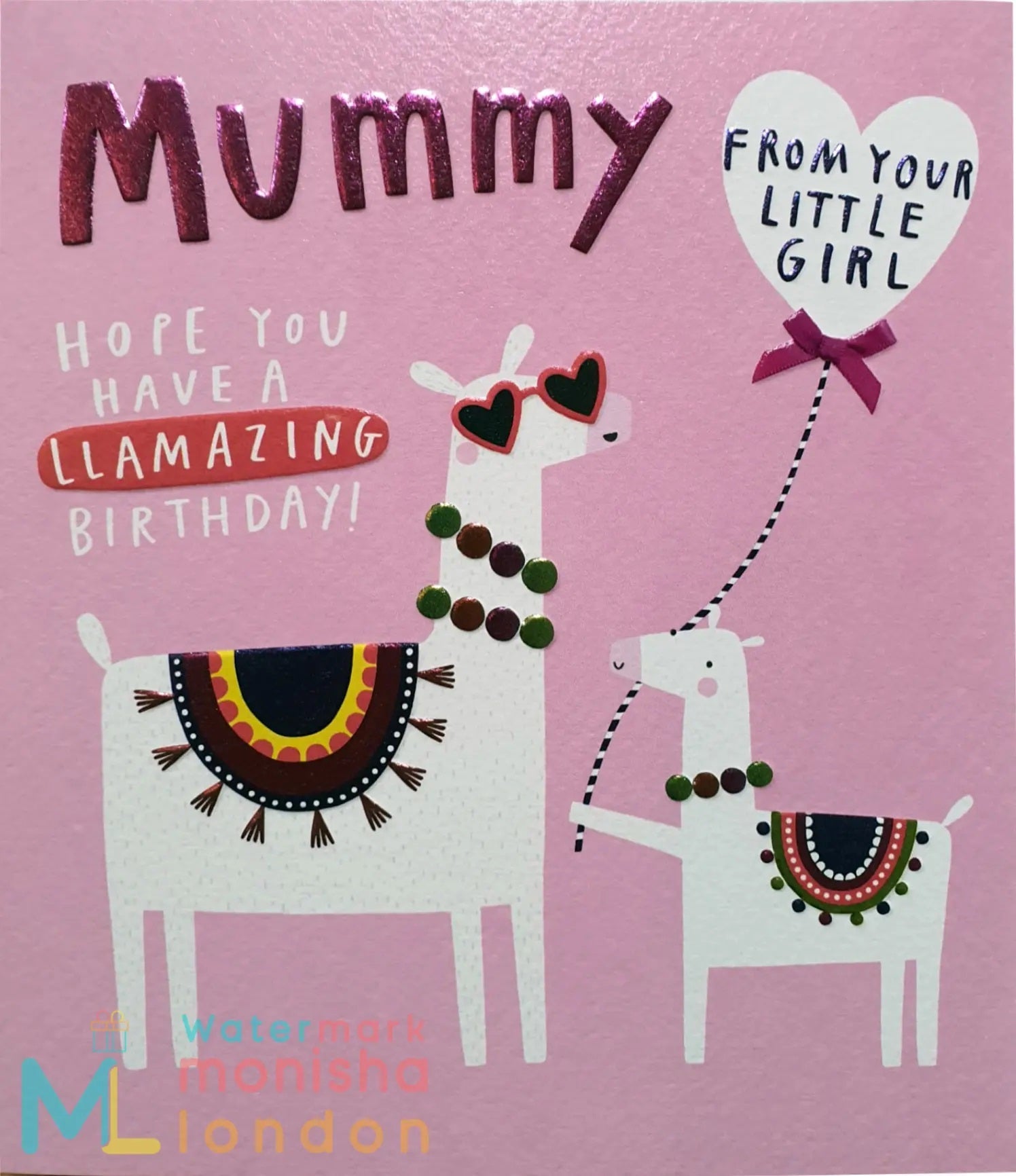 Mummy Birthday Card - Delightful Llamas