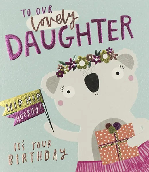 Daughter Birthday Card - A Cheering Koala Bear