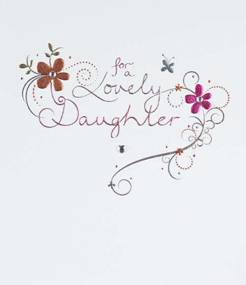 Daughter Birthday Card - Pretty, Floral Minimalism