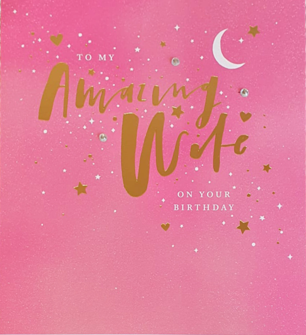 Wife Birthday Card - Stary Pink Night 