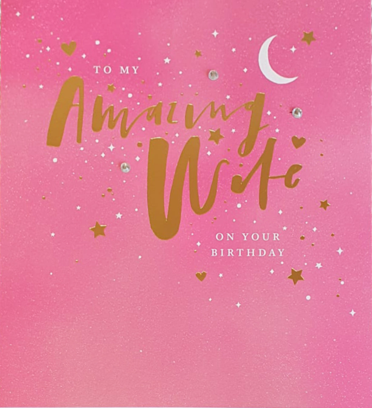 Wife Birthday Card - Stary Pink Night