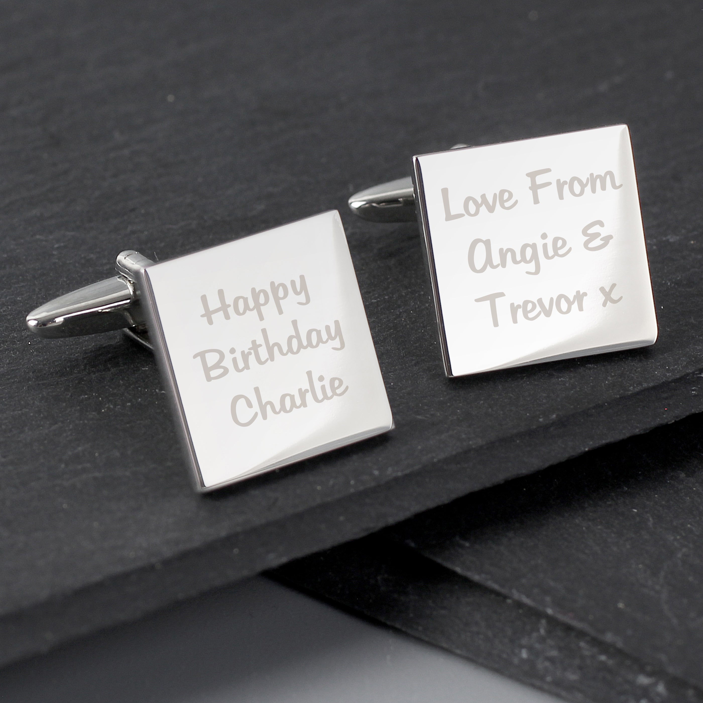 Personalised Any Message Square Cufflinks - 3 lines