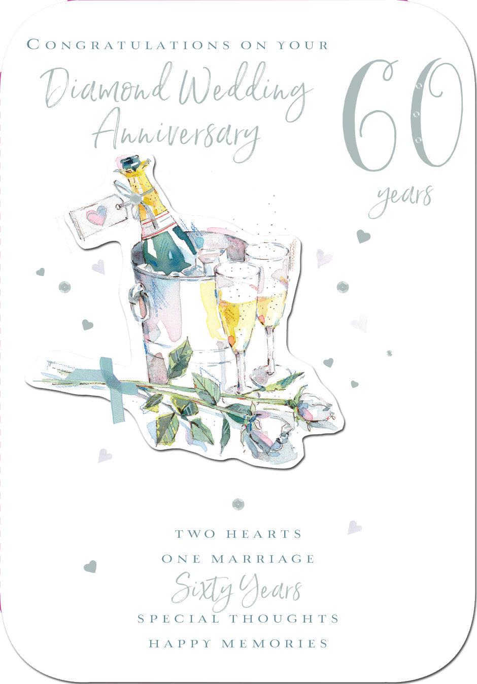 60th Wedding Anniversary Card - Champagne And Flowers