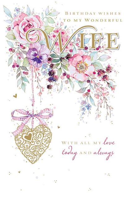 Wife Birthday Card - Floral Indulgence With Love