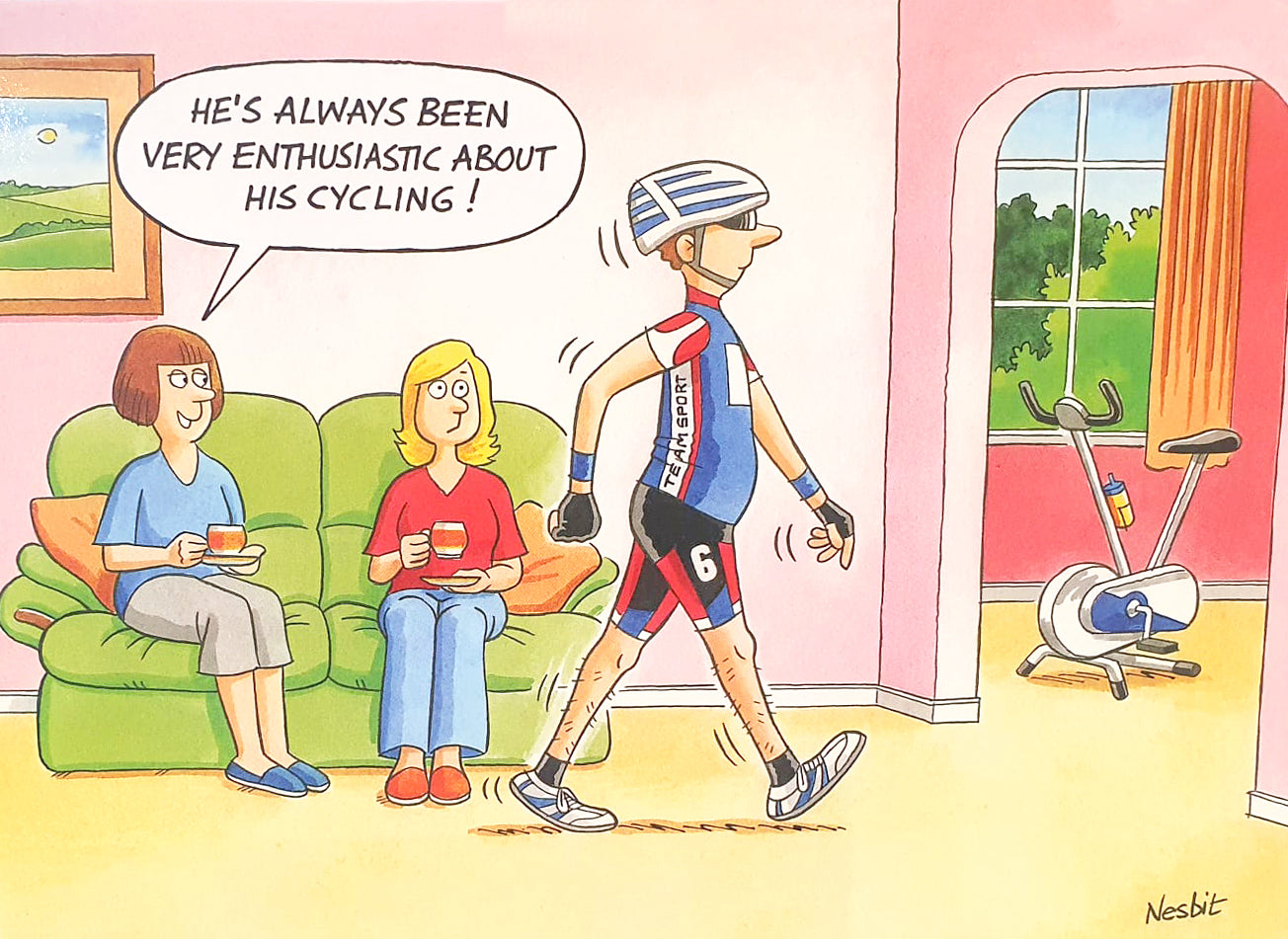 Humourous Birthday Card - Cycling To No Where