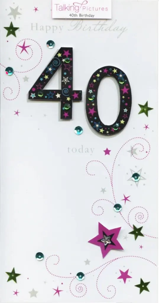 Handmade 40th Birthday Card - Decoupage Of Starlight And Seaquins